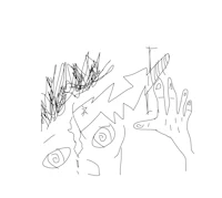 a drawing of a hand with a lightning bolt in it